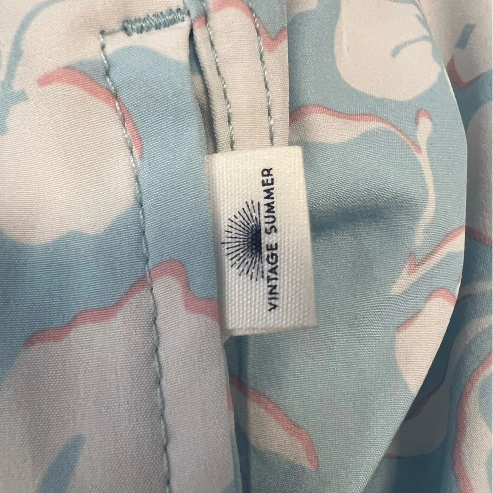 Vintage Summer Floral Print Swim Shorts Size Mens Large Color Blue, Whit…